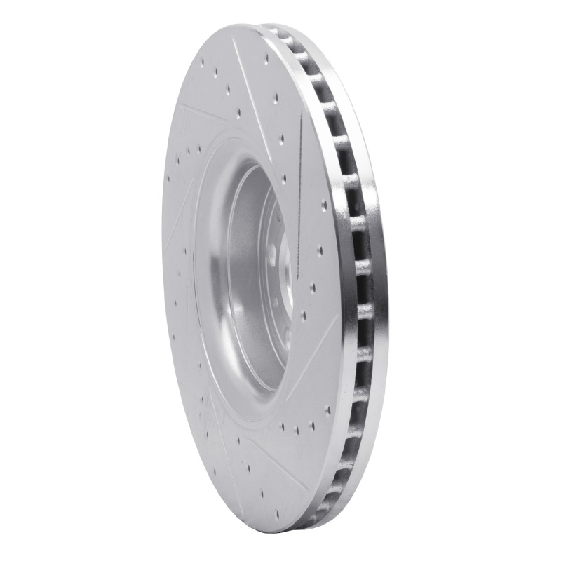 Volvo XC90 Brake Rotor (1) - Front Left - R1 Concepts - Drilled & Slotted - Silver - `03-`09